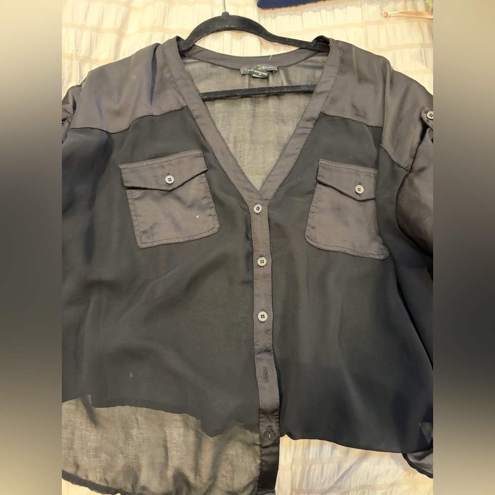 REVOLVE Black Sheer Blouse
